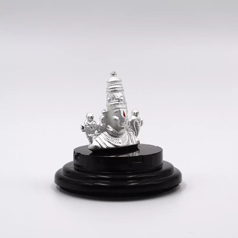 999 Pure Silver Lord Tirupati Balaji Statue for Pooja, Gift, and Car Dashboard