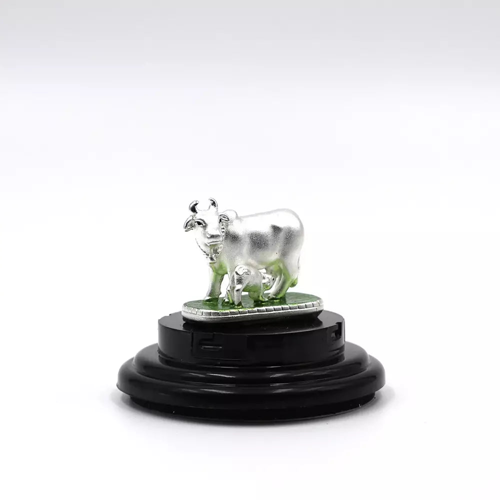 999 Pure Silver Shri Gomatha Statue for Pooja, Gift, and Car Dashboard