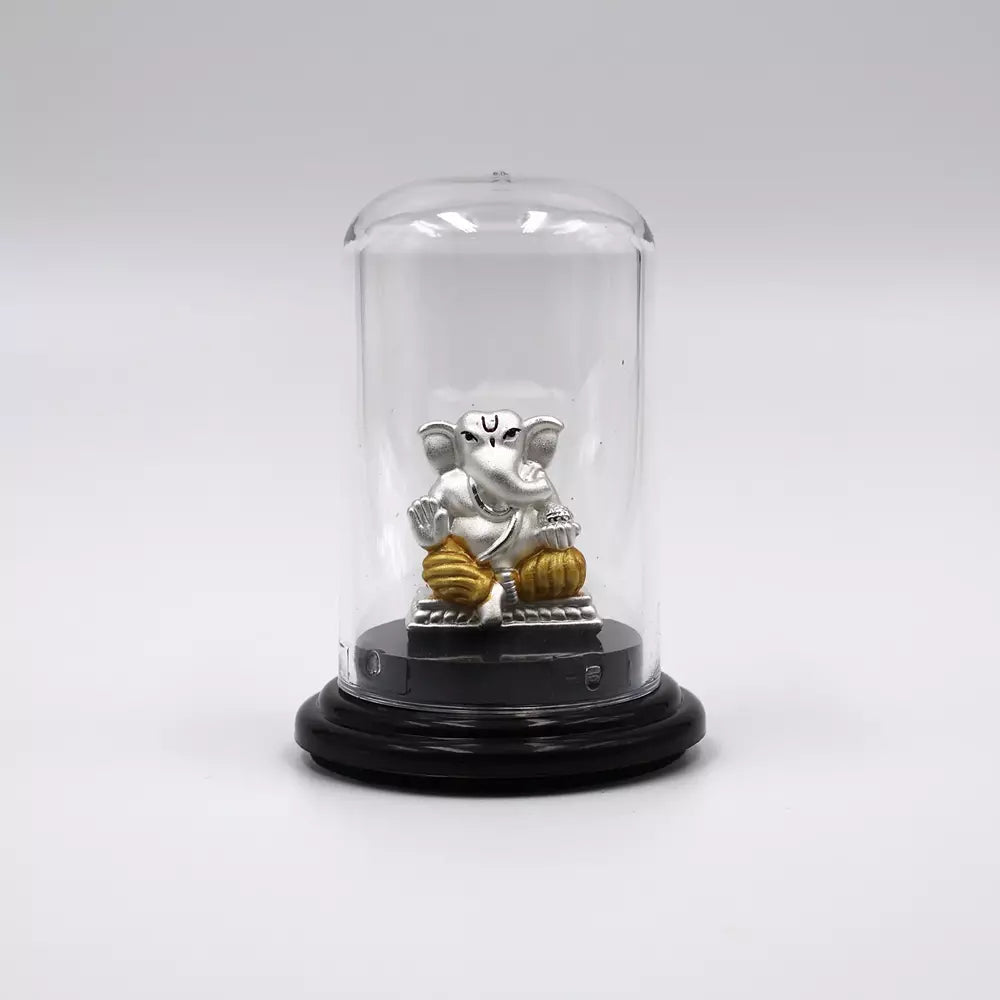 999 Pure Silver Lord Ganesha Statue: Statue for Pooja, Gift, and Car Dashboard
