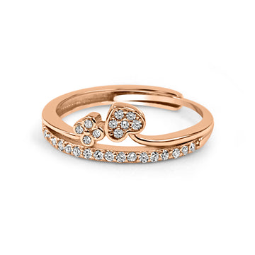 92.50 Silver Diamond Heart Ring Adjustable