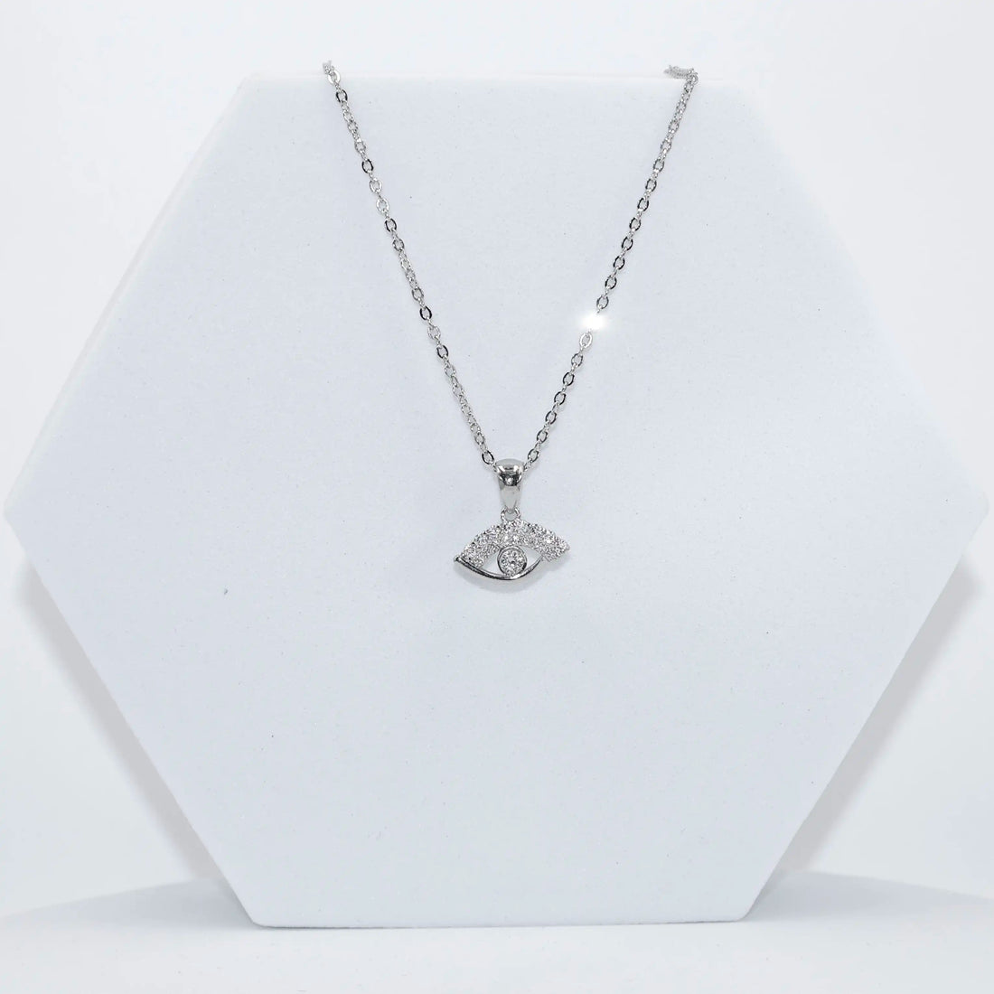 92.50 Silver Dimond evil eye pendent chain