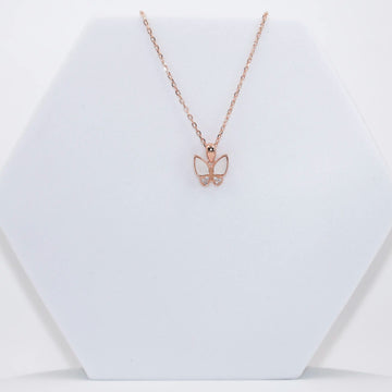 92.50 rose gold butterfly pendent with chain