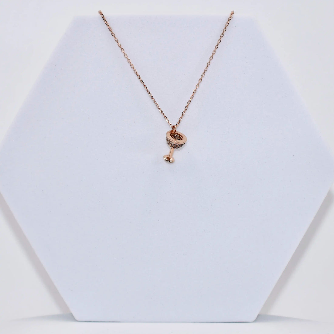 92.50silver rose gold wine cup pendent with chain