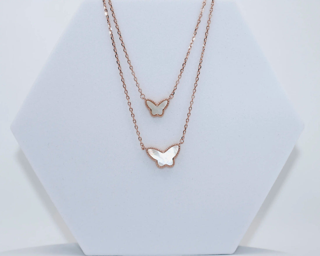 92.50 rose gold double butterfly neckless