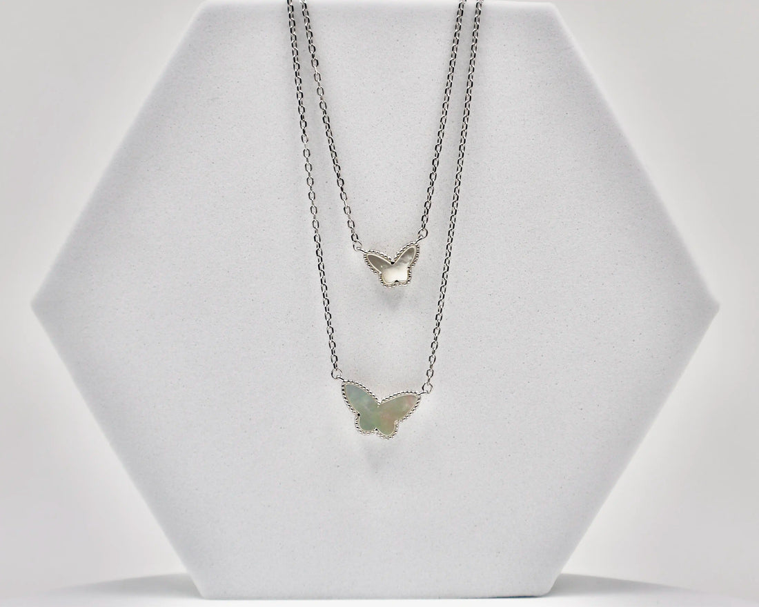 92.50 Silver double butterfly neckless