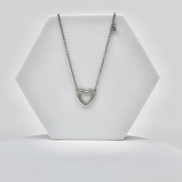 92.50 silver Heart shaped Dimond Pendent with Chain