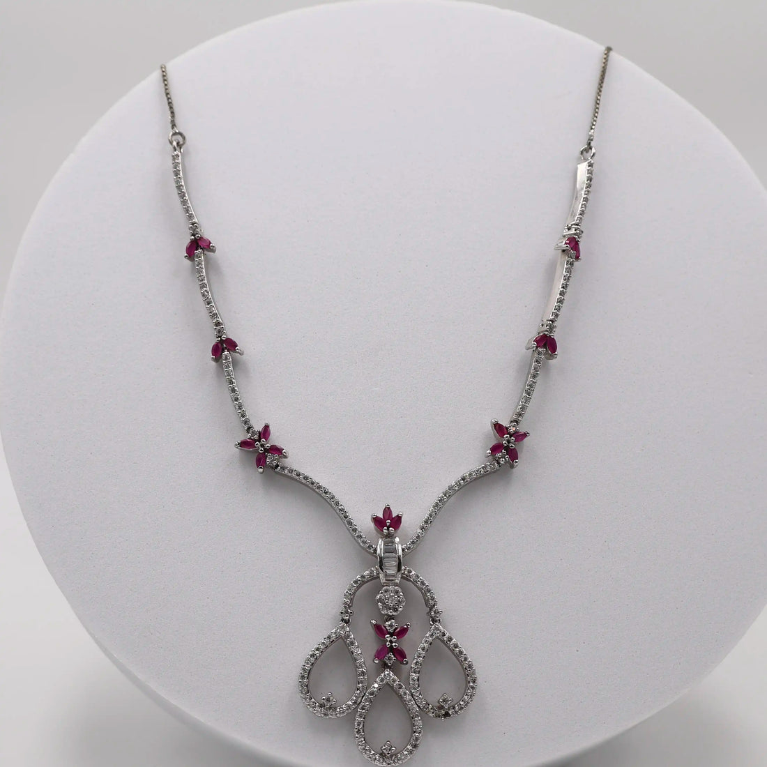 92.50silver ruby with dimond neckless
