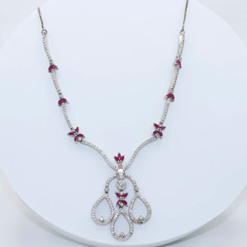 92.50silver ruby with dimond neckless