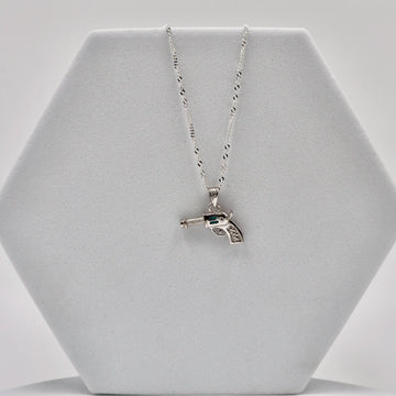 92.50 Silver Gun Shaped Pendent with chain