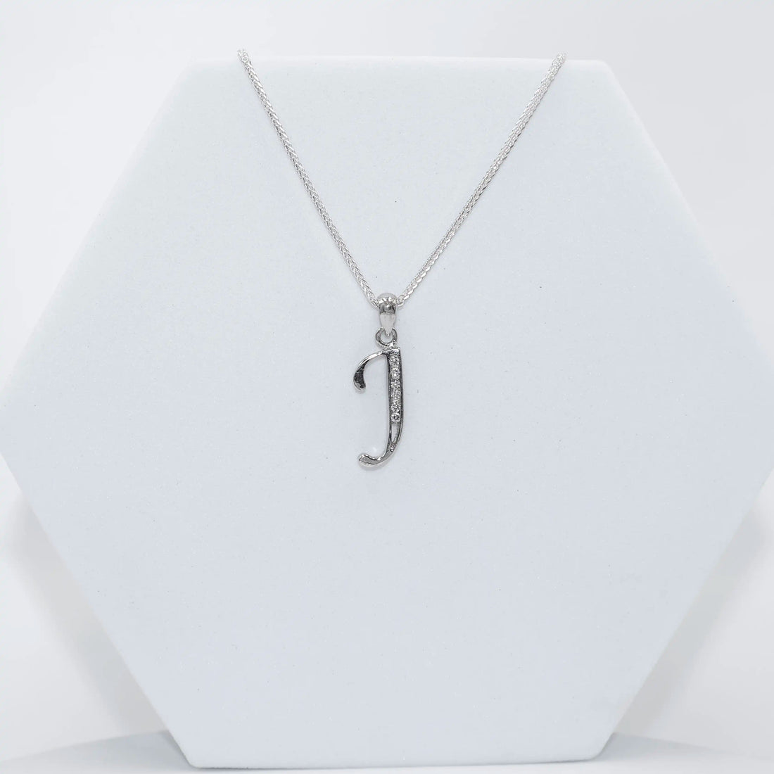 Silver Alphabet J pendent  with Chain