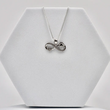 92.50 Silver infinity Heart & Paw symbol pendent  with Chain
