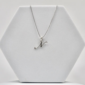 Silver Alphabet N pendent  with Chain