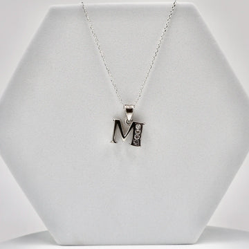 Silver Alphabet M pendent  with Chain