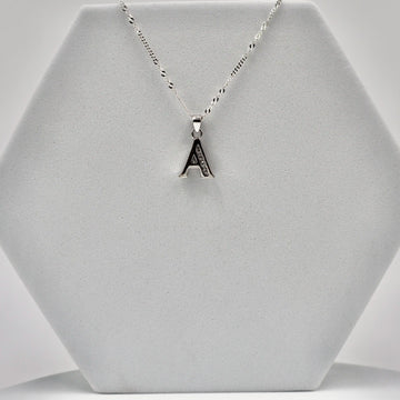 Silver Alphabet A pendent  with Chain